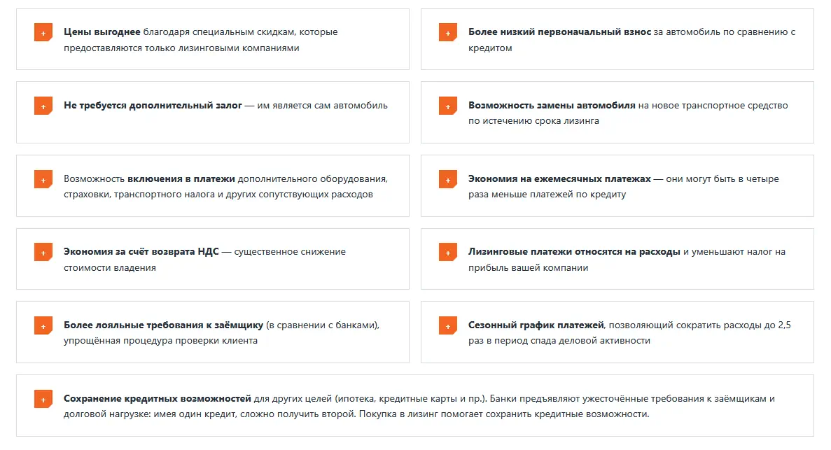 Преимущества Лизинга